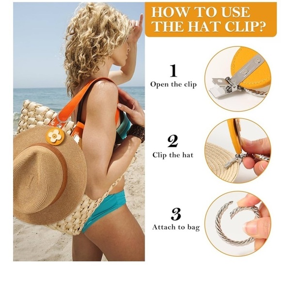 Yellow and Cream Flower Hat Clip Keychain - Picture 6 of 7